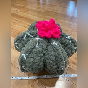 Catus crochet green color and its pink flower .... with fluffy stam ....